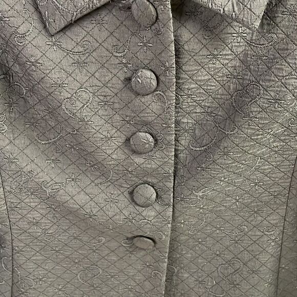 KASPER  Wool Blend Black Tailored Swiss Dot Velvet Trim Jacket Blazer Size 14 - Picture 5 of 8